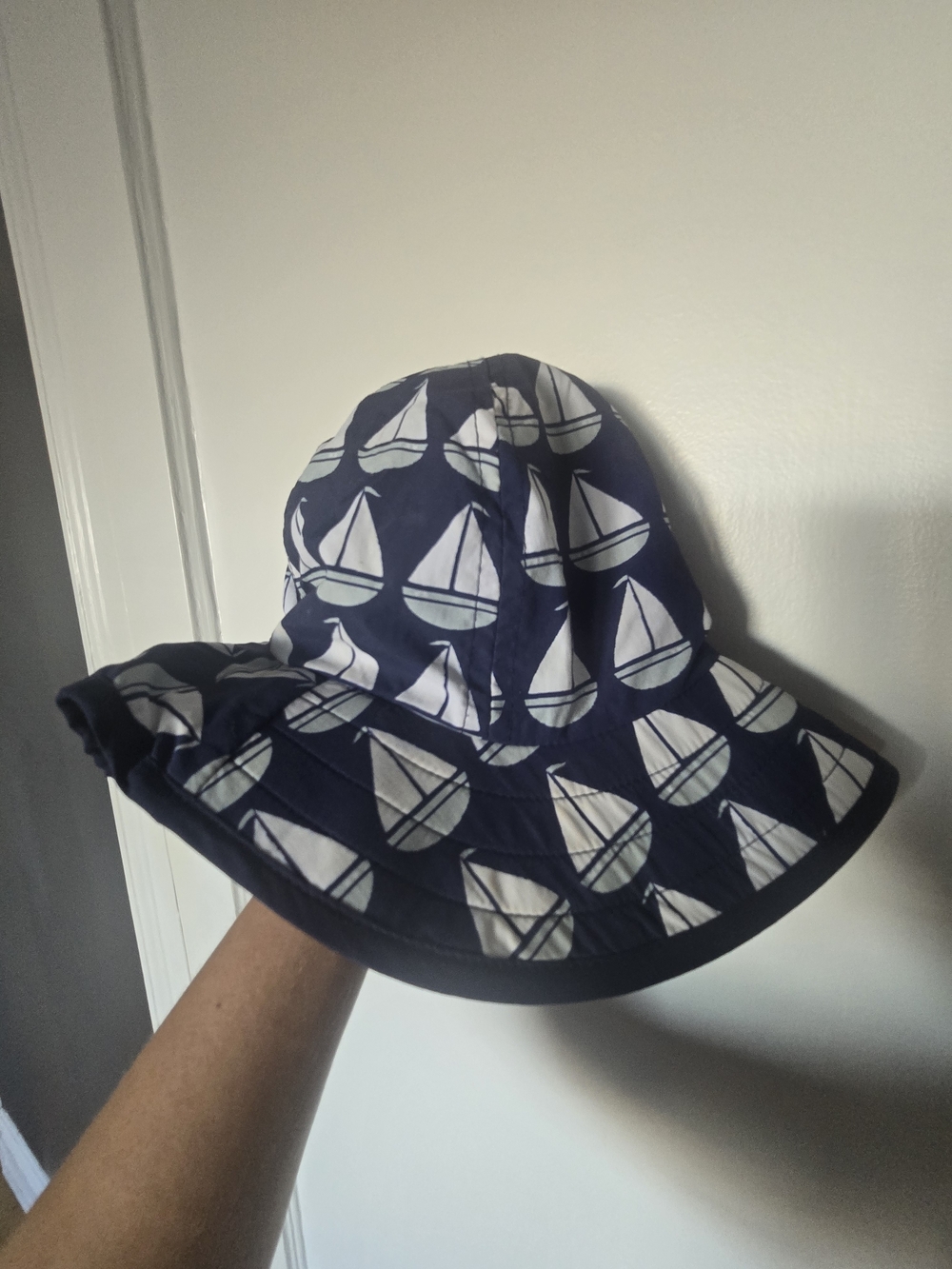 Pottery Barn Kids Swim Sun Hat 12-24m Sailboat Print
